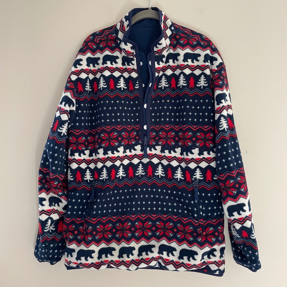 Chubbies Reversible Fleece Aztec Men Cabinecore 1/4 Zip Pullover Anorak Jacket